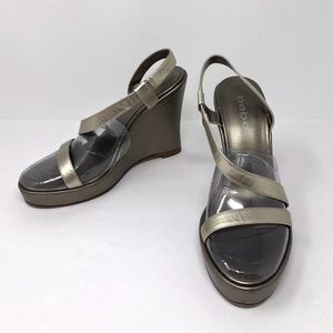 Bebe Wedge Heels Sandals Open Toe Leather Sole